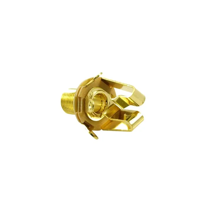 1/4″ Jack Socket Extra Long Gold Stereo Socket