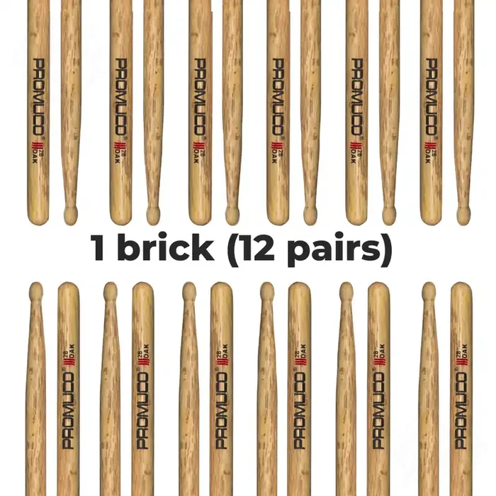 12 Pairs of Promuco Drumsticks Oak