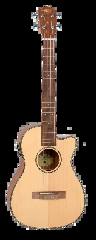 1880 Ukulele Co 200 Series Baritone Electric Acoustic Ukulele, Natural Satin
