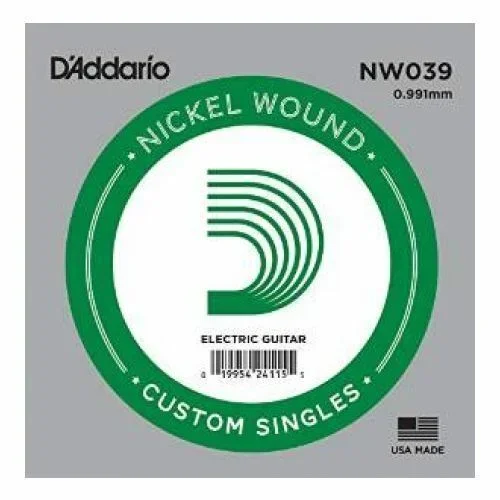 2 x D’Addario NW039 Single Nickel Wound .039 Electric Guitar Strings, String