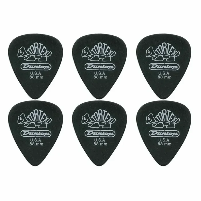 6 x Jim Dunlop Tortex Pitch Black .88MM Guitar Picks 488R Free Shipping
