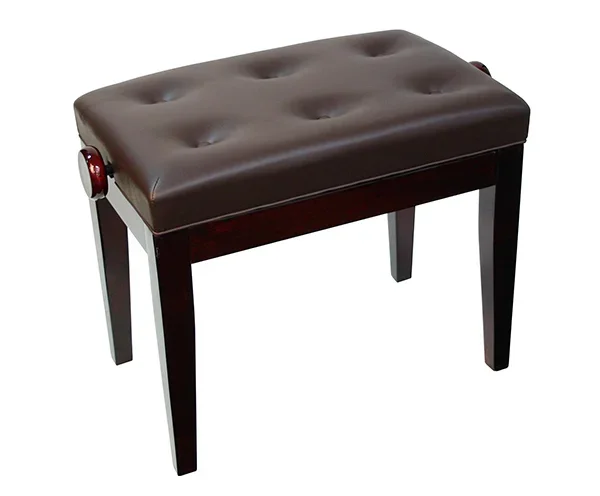 Adjustable Piano Bench w/ Buttoned Seat – Mahogany