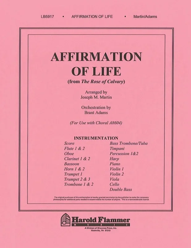 Affirmation Of Life From Rose Calvary Orchestrat Book