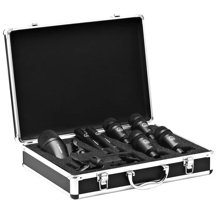 AKG DP-SESSION1 Drum Microphone Pack – 7 Mic Set with Accessories in Durable Case for Drums, Percussion, and Instruments