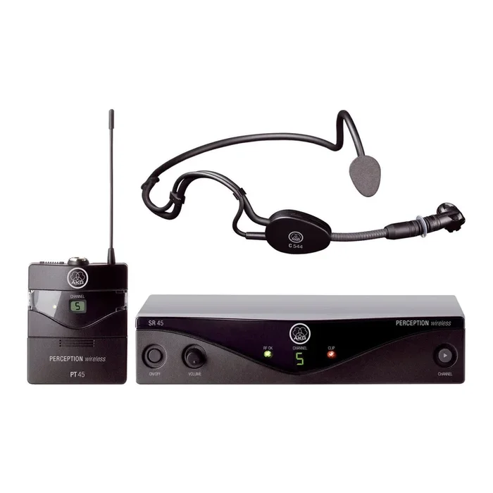AKG PW45-SPORT Wireless Headworn Microphone System – 8 Preset Frequencies, 29MHz Diversity, Ideal for Sports, Gyms & Small Venues