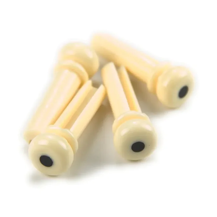 Allparts Acoustic Bass Bridge Pin Set, Cream w/ Black Inlay