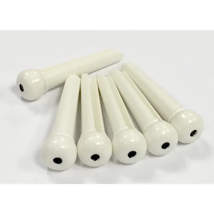Allparts Acoustic Guitar Bridge Pin Set, White w/ Black Inlay