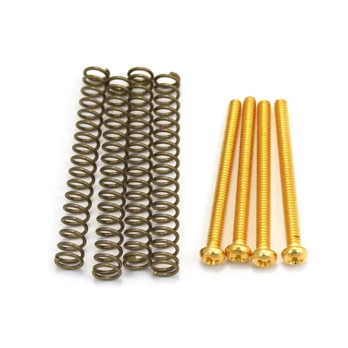 AllParts GS-0012-002 Pickup Mounting Screws & Springs for Humbucker, US Thread, Gold 4-Pack