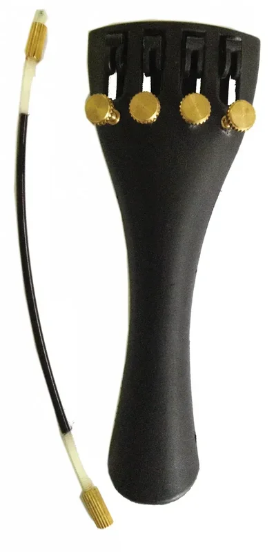 AMS 4/4 Size Violin Tailpiece Black Alloy with Built-in String Adjusters