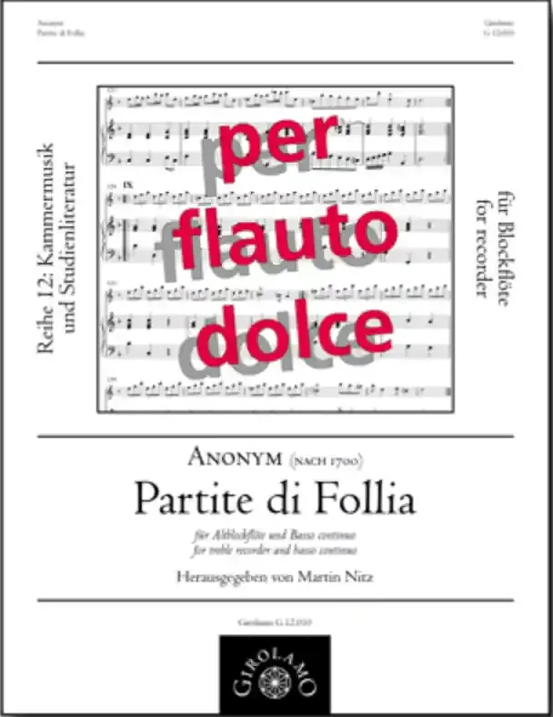 Anon Partite di Follia for Alto Recorder and Continuo