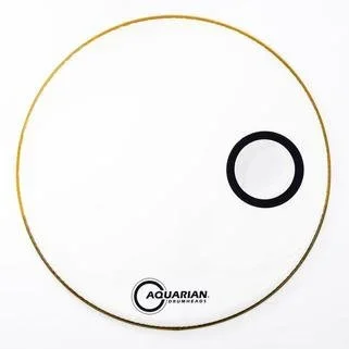 Aquarian 18″ Resonant White 10mil Single Ply Bass Drumhead w/ 4.75″ Offset Port