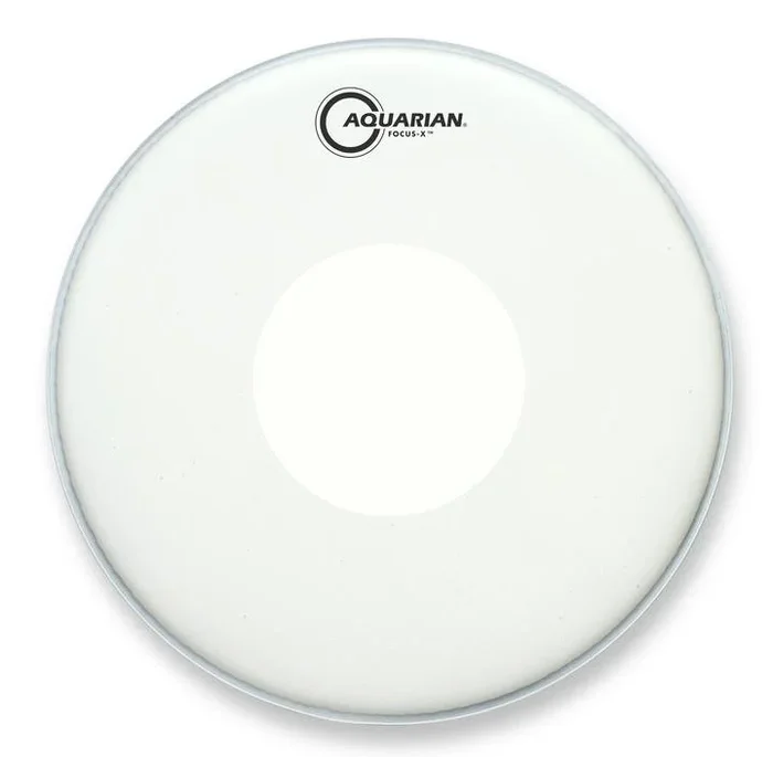 Aquarian 8″ Focus-X Texture Coated White 10mil Single Ply Drumhead with Focus-X Ring and Power Dot