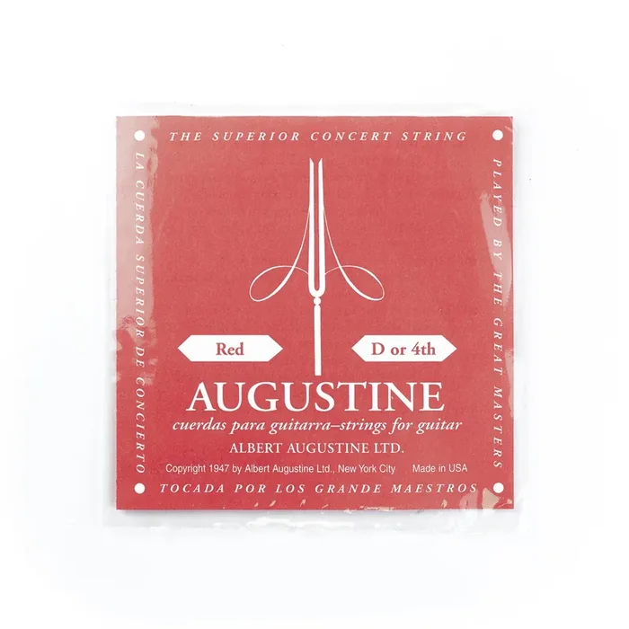 Augustine Classic Red Silver D-4th (.029″) Classical Guitar Single String, Normal Tension