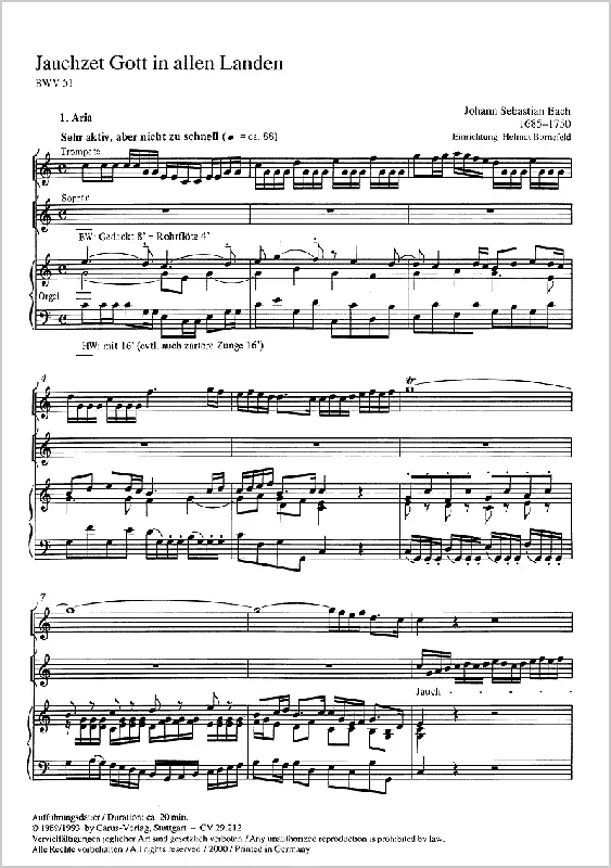 Bach: Jauchzet Gott in allen Landen, BWV 51 (arr. for solos and organ)