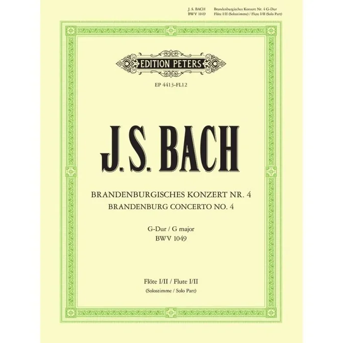 Bach, Johann Sebastian – Brandenburg Concerto No. 4 in G minor, BWV 1049 (Flute Parts 1 and 2 Only)