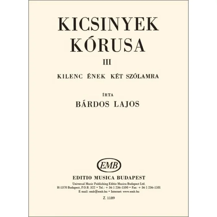 Bárdos, Lajos – Kicsinyek korusa Vol.3