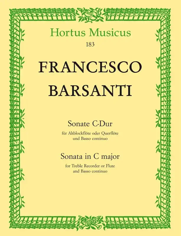 Barsanti Sonata in C Major for Treble Recorder and Basso Continuo