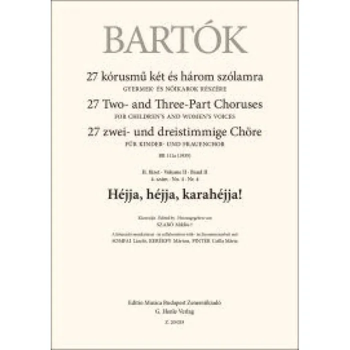 Bartók, Béla – Hejja, hejja, karahejja! (upper voices)