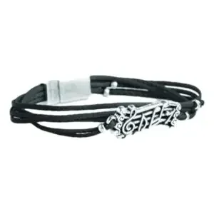 Black Music Score Small Leather Bracelet