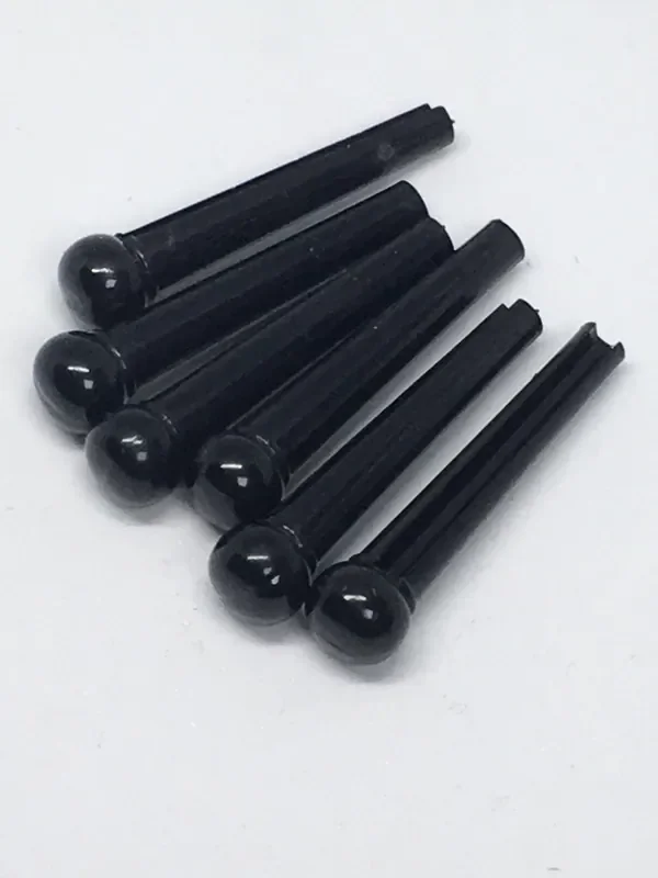 Black Plastic Guitar Bridge Pins – Pack of 6
