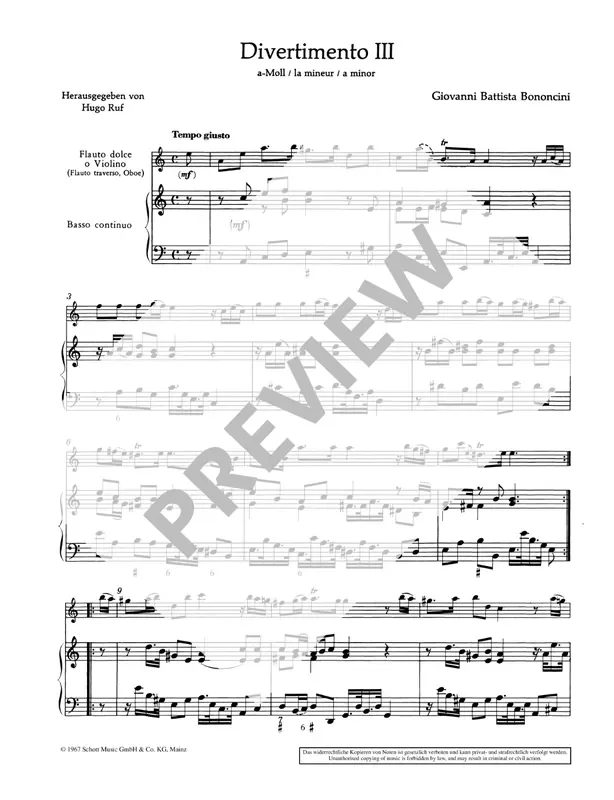 Bononcini Divertimenti da camera – Volume 2