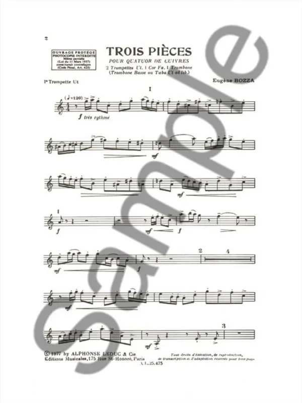 Bozza: 3 Pièces for Brass Quartet