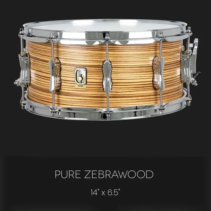 British Drum Company Founders Reserve Pure Series Snare Drum Zebrawood 14×6.5″