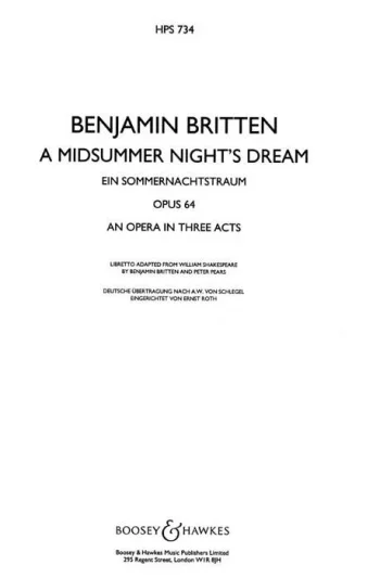 Britten : Midsummer Nights Dream: Study Score