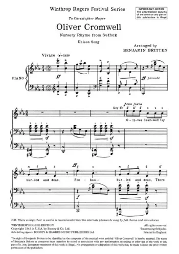 Britten : Oliver Cromwell: Unison Voice – Vocal