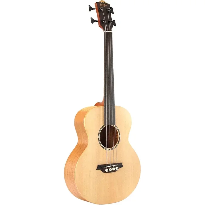 Bromo BAT8EFL Solid Top Mini Jumbo Electro Acoustic Fretless Bass Guitar