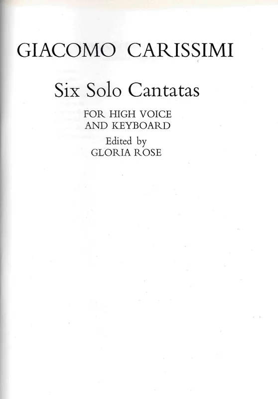 Carissimi: 6 Solo Cantatas
