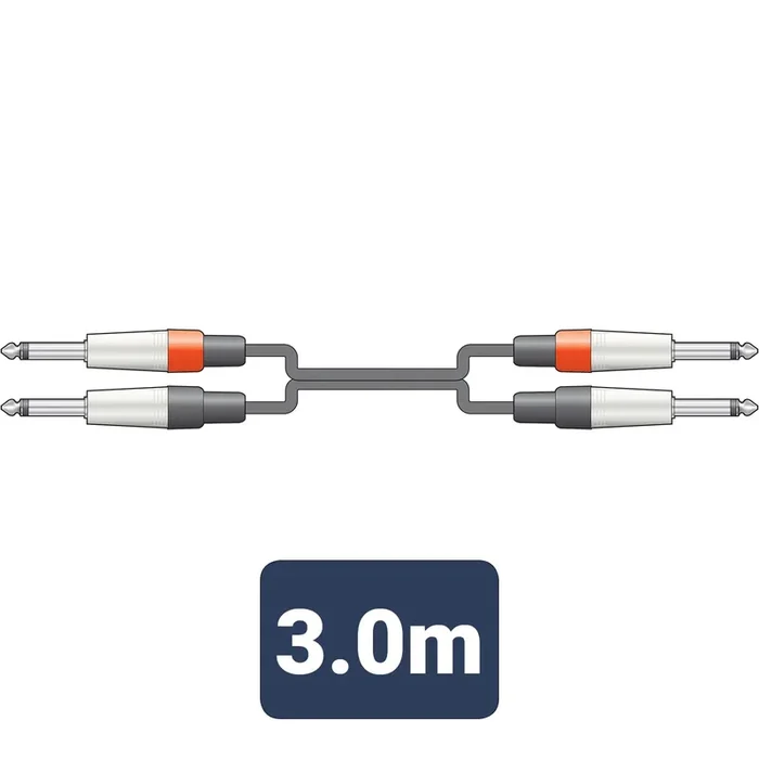 Chord Classic Audio Leads 3m 2 x 6.3mm Mono Jack Plugs – 2 x 6.3mm Mono Jack Plugs