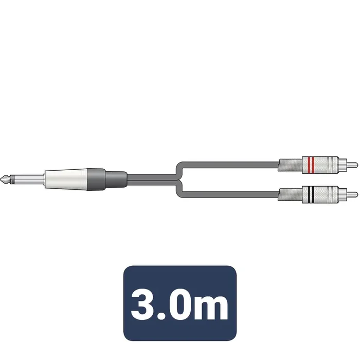 Citronic Classic Audio Leads 3m 6.3mm Mono Jack Plug – 2 x RCA Plugs
