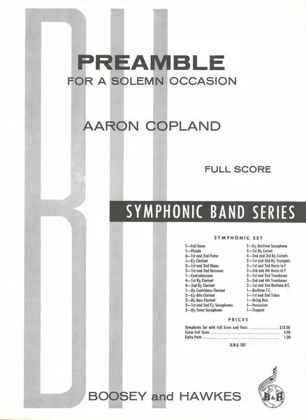 Copland: Preamble for a Solemn Occasion (arr. for concert band)