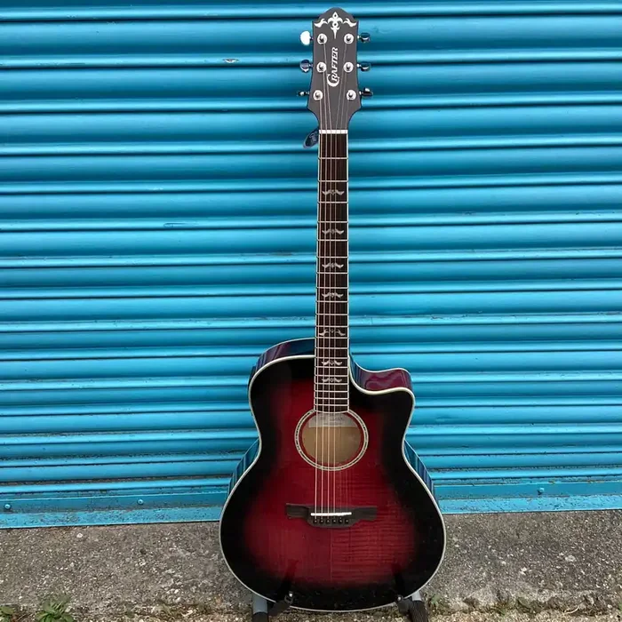 Crafter Noble Small Jumbo Solid Maple Top Electro Acoustic Guitar With Cutaway