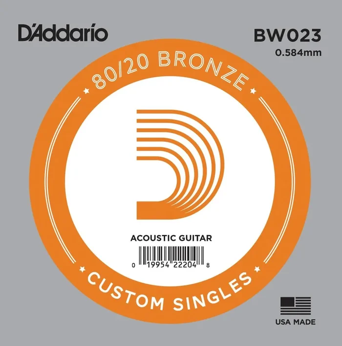 D’Addario BW023 Bronze Wound Acoustic Guitar Single String, .023