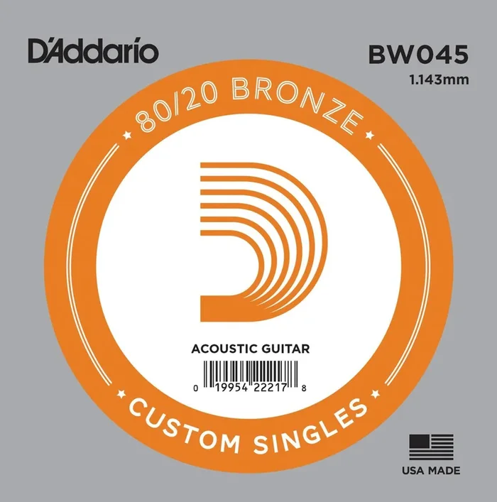 D’Addario BW045 Bronze Wound Acoustic Guitar Single String, .045