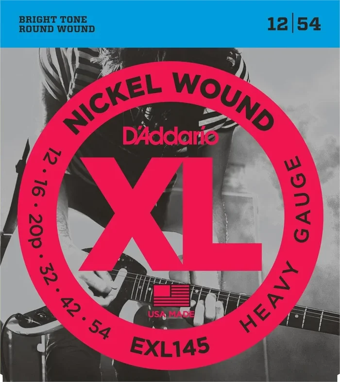 D’Addario EXL145 Nickel Wound Electric Guitar Strings, Heavy, 12-54 with Plain Steel 3rd