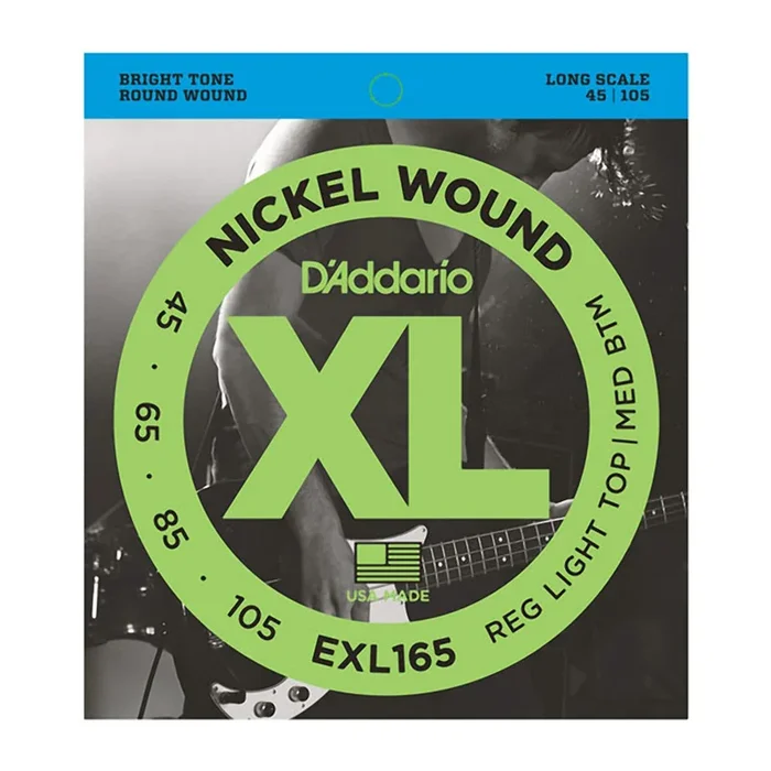 D’Addario EXL165 Nickel Wound Bass Guitar Strings, Custom Light, 45-105, Long Scale