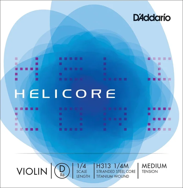 D’Addario Helicore Violin Single D String, 1/4 Scale, Medium Tension