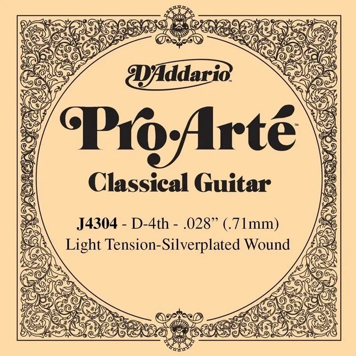 D’Addario J4304 Pro-Arte Nylon Classical Guitar Single String, Light Tension, Fourth String