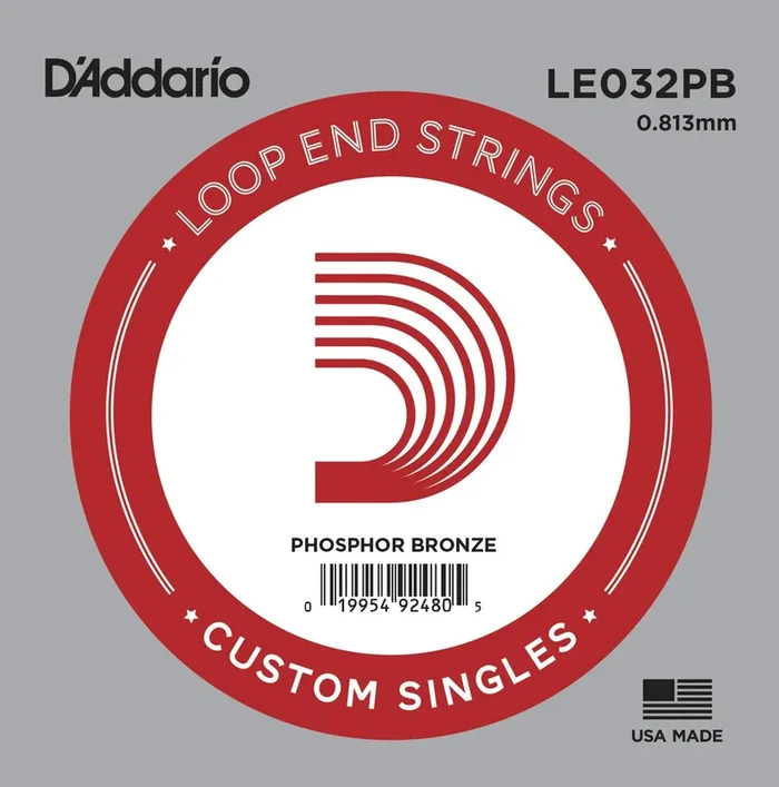 D’Addario LE032PB Phosphor Bronze Loop End Single String, .032