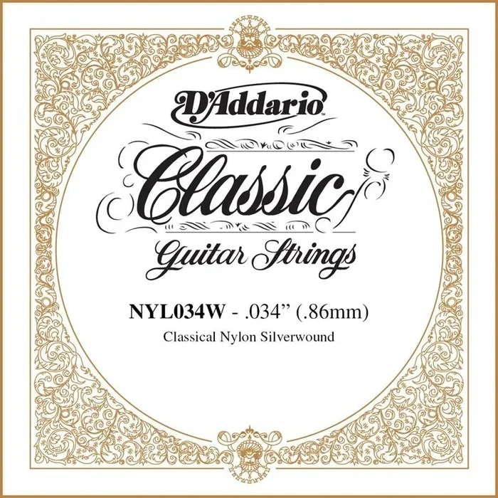 D’Addario NYL034W Silver-plated Copper Classical Single String, .034