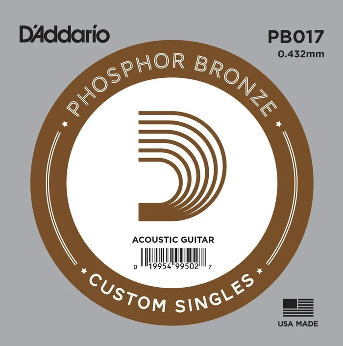 D’Addario PB017 Phosphor Bronze Wound Acoustic Guitar Single String, .017