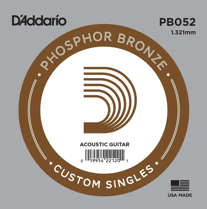 D’Addario PB052 Phosphor Bronze Wound Acoustic Guitar Single String, .052