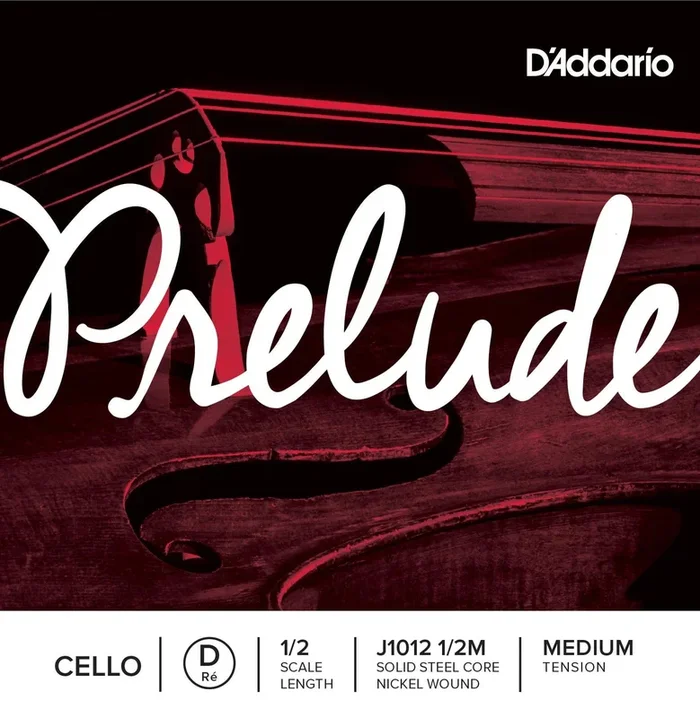 D’Addario Prelude Cello Single D String, 1/2 Scale, Medium Tension