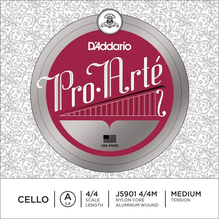 D’Addario Pro-Arte Cello Single A String, 4/4 Scale, Medium Tension