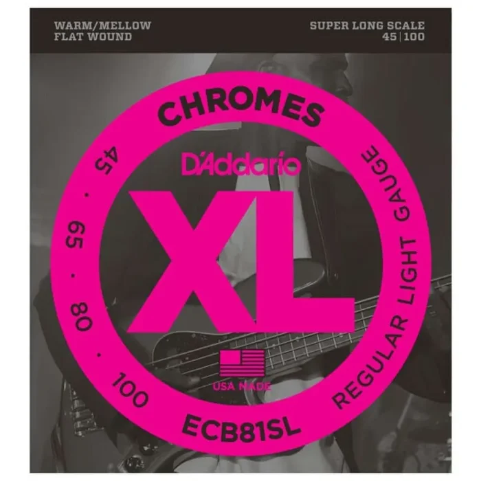D‘Addario Chromes Bass Guitar Strings ECB81SL Light, 45-100, Super Long Scale