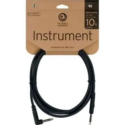D’Addario Classic Series Lead Cable – 10ft Straight-Angled (PW-CGTRA-10)
