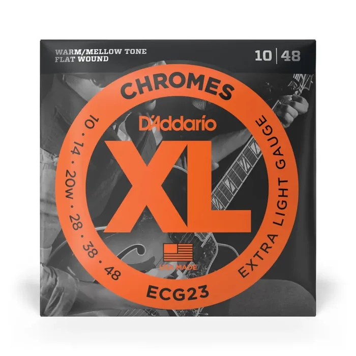 D‘Addario ECG23 Flatwound Chromes Steel 10-48 Electric Guitar Strings, Extra Light